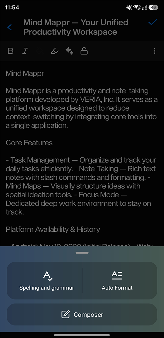 Mind Mappr AI writing on a phone